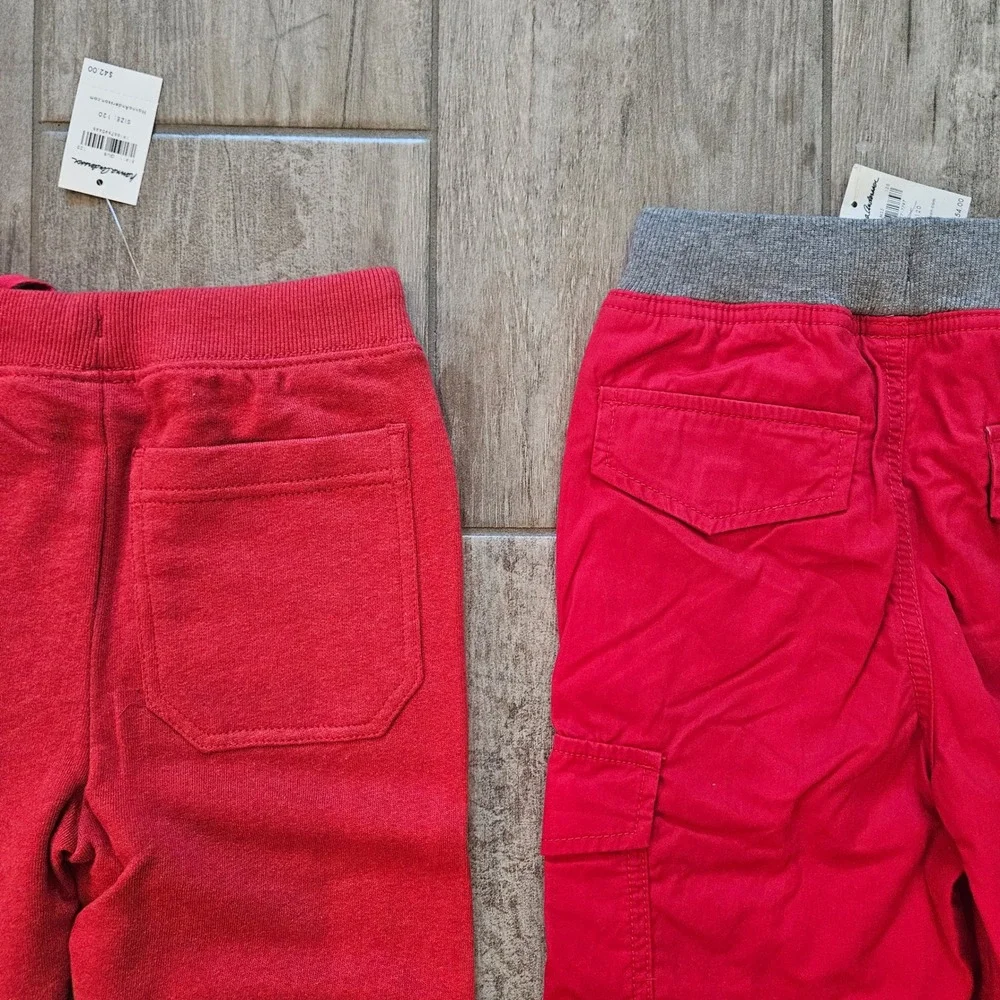 Hanna Andersson Lot of 4 Kids 6-7 Red Navy Fire Truck Surf Jogger Cargo Pants
